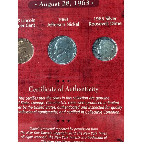 New York Times Civil Rights Commemorative March For Civil Rights Coin Set W/ COA - Picture 3 of 10